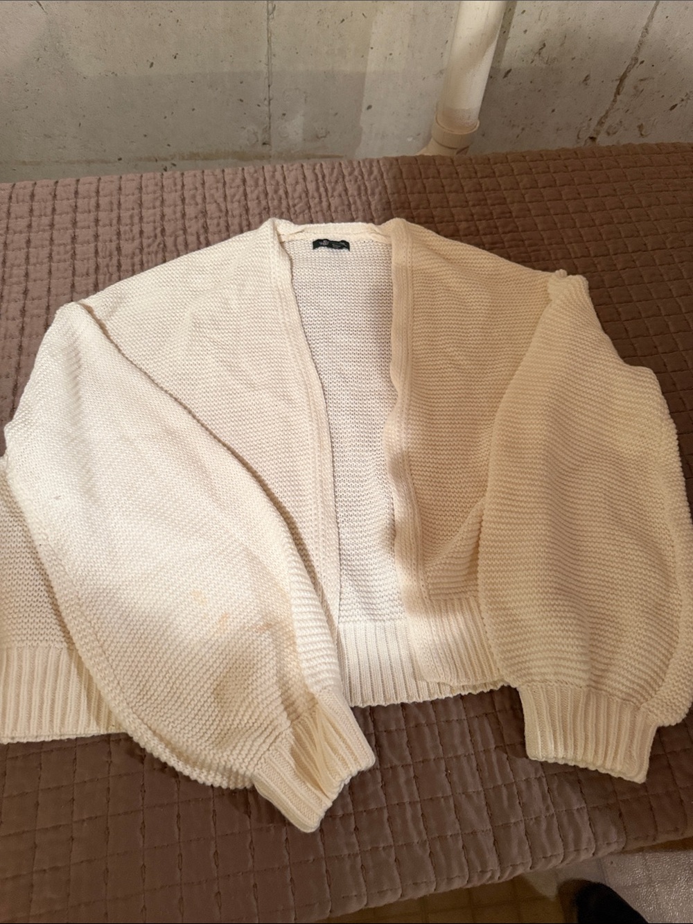 Women's Cream Open-Front Knit Cardigan Sweater